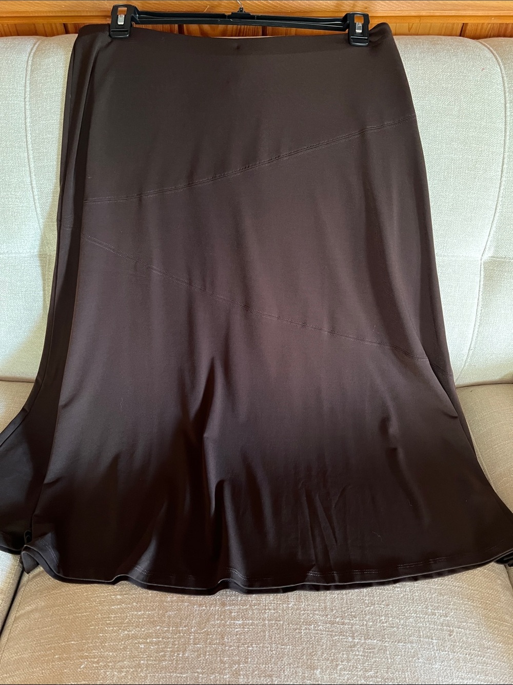 JM Collection Brown A-Line Midi Skirt